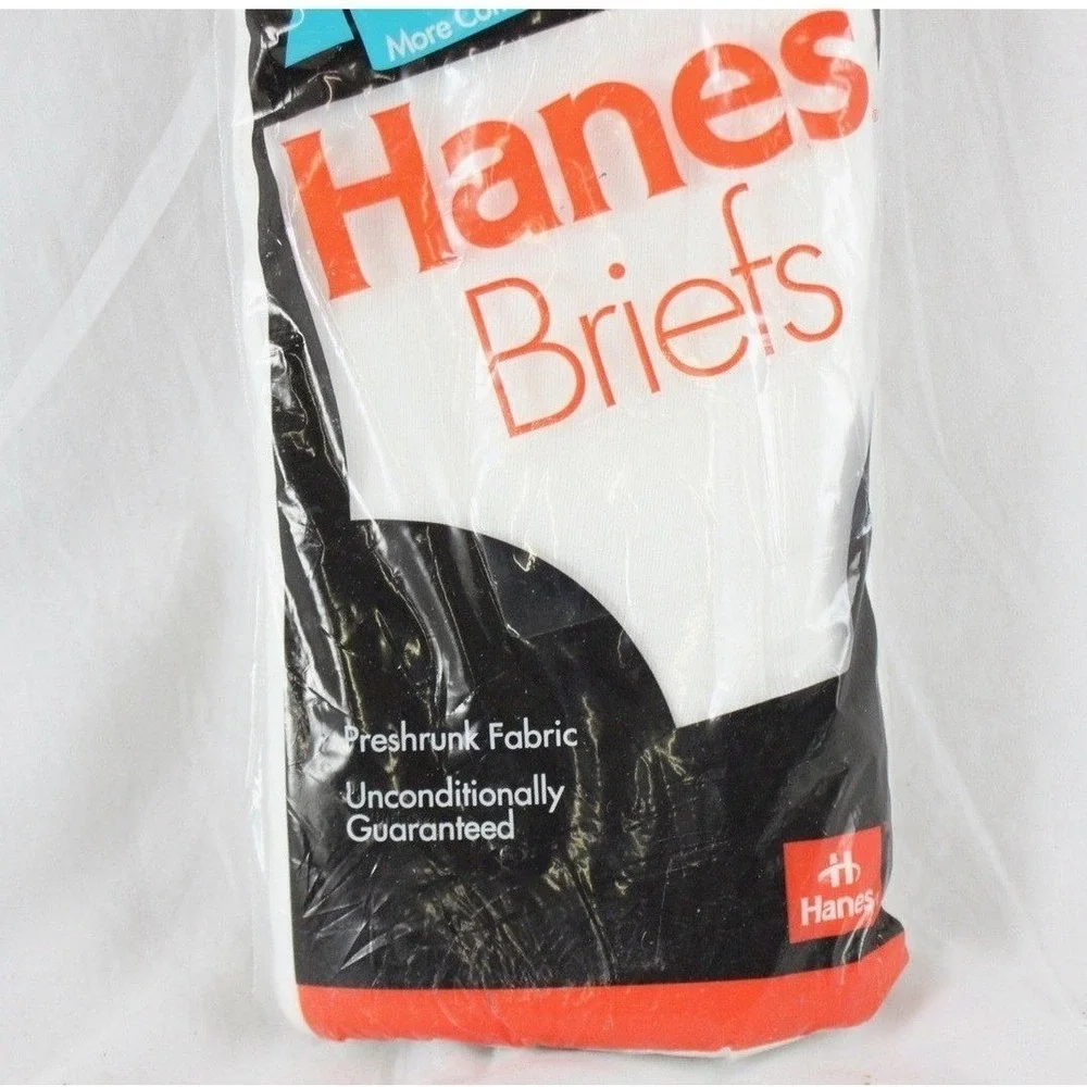 Vintage 1992 Hanes Mens Briefs 3 Pack White 100% Cotton Size 40 New Deadstock
